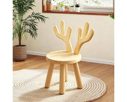 Massief houten kinderstoel met konijnenoren rugleuning, antislip rubberen voetjes, voor kinderen vanaf 3 jaar, veilig en comfortabel