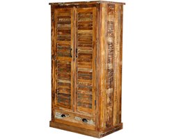 Massief houten kledingkast – mangohout – vintage boho landelijk – slaapkamer woonkamer hal – Kast – opbergkast