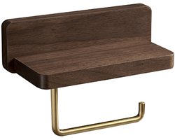 Massief houten messing keukenrolhouder toilet perforatievrij badkamer toilet creatieve keukenrolhouder toiletrolhouder houten zwarte walnoot keukenrolhouder enkele rol - 24 * 16 * 5cm