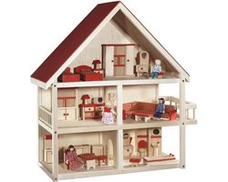 massief Houten poppenhuis met accessoires
