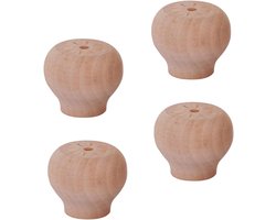 Massief houten poten - Meubelonderstel - Meubels verhogen - Natuurlijke houtnerf - Set van 4 - Natuurlijk hout
