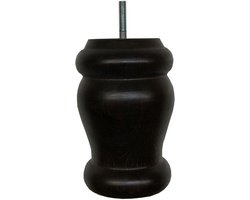 Massief Houten Ronde Meubelpoot - 12 cm (M8) - Zwart