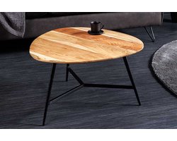 Massief houten salontafel BEAUTY BY NATURE 60cm acacia driehoekig metaal zwart - 43740