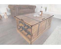 Massief houten salontafel BODEGA 100 cm Sheesham steenafwerking barkast voor thuis - 39060