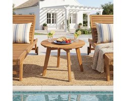 Massief houten salontafel voor binnen en buiten, salontafel voor tuin en studeerkamer 35 x 35 x 43 cm naturel