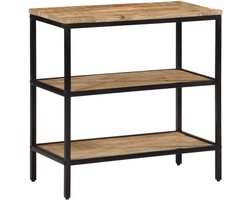 Massief Houten Tafel - Consoletafel Woonkamer - Decoratie Plaatsen - Onbehandeld Mangohout - 70x35x70 cm - Natuurlijk