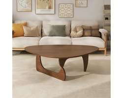 Massief Houten Tafel - Driehoekige salontafel - Woonkamer decoratie - Verdikt tafelblad - 90x58x40cm - Bruin
