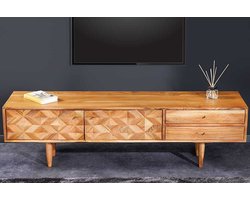 Massief houten tv-meubel ALPINE 145 cm natuurlijke acacia retro-design honingkleurige afwerking - 43736