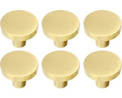 Massief messing ronde kastknoppen, messing ronde kastdeurgrepen, inclusief schroeven, Geschikt voor kastdeuren, kledingkastdeuren en lades van kaptafels (20 mm * 25 mm) (6 stuks)