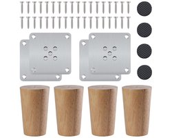 Massief rubberhouten meubelpoten - duurzaam en eenvoudig te installeren - set van 4