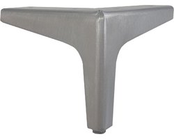 Massief stalen meubelpoot rvs look hoek 14 bij 14 cm en hoogte 11 cm - Set van 4 stuks