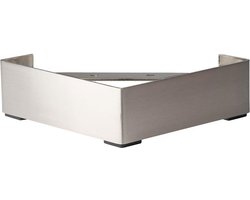 Massief stalen meubelpoot rvs look vierkant 20 bij 20 cm en hoogte 6,5 cm (20 x 20 cm) - Set van 4 stuks