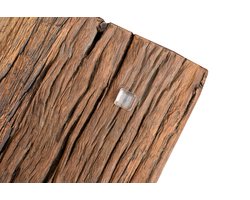 Massieve eettafel BARRACUDA 180cm antiek teakhout met stalen sledepoten inclusief glazen blad - 36648