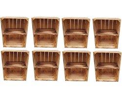 Massieve houten kisten als schoenenrek of boekenrek - Set van 8 - Licht gevlamd en veelzijdig