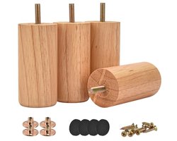 Massieve houten meubelpoten 4 inch - Ronde poten voor meubels - Ideaal voor banken, kasten en bedden