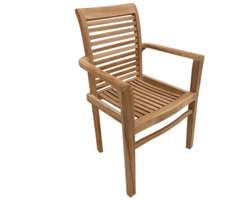 Massieve Houten Tuinstoel van Teak - Teakhouten Tuinstoel - Weersbestendig - 60 x 60 x 110 cm