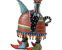 Massieve theepot - Beeldhouwkundige retro hars kunstdecoratie - Functioneleloze standbeelddecoratie voor huis en kantoortafel - Uniek cadeau voor verzamelaars - Oranje