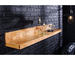 Massieve wandplank MAKASSAR 80cm naturel mangohout handgemaakt - 44741
