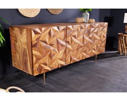 Massives Dressoir ALPINE 145cm Sheesham steenafwerking Metall mat goud - 43449
