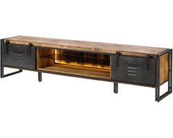 MASSIVMOEBEL24.DE BLACKBURN LUX tv-meubel #556 240x45x55 mango / oud hout naturel gelakt / metaal grijs