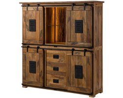 MASSIVMOEBEL24.DE highboard RAILWAY LUX #120 natuur 150 x 160 x 45 cm
