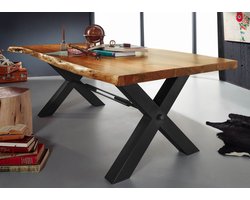 MASSIVMOEBEL24.DE IRON LABEL #186 eettafel blank gelakt acacia 200x110x76 cm (BxTxH)
