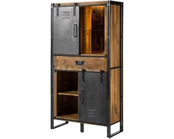 MASSIVMOEBEL24.DE kast BLACKBURN LUX #405 natuur / grijs 105 x 195 x 45 cm