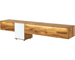 MASSIVMOEBEL24.DE lage kast WIEN #108 natuur / wit 240 x 55 x 43 cm