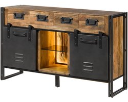 MASSIVMOEBEL24.DE mango / sloophout dressoir natuur / grijs massief hout 150x45x90 cm gelakt gemonteerd BLACKBURN LUX #410