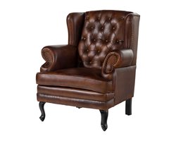 MASSIVMOEBEL24.DE oorfauteuil CHESTERFIELD #101 bruin echt leer (buffel) 88 x 108 x 80 cm