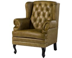 MASSIVMOEBEL24.DE Oorfauteuil echt leer 88x81x105 groen CHESTERFIELD #301