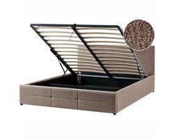 MASSOGNES - Bed met opbergruimte - Taupe - 160 x 200 cm - Bouclé