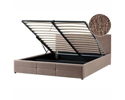 MASSOGNES - Bed met opbergruimte - Taupe - 180 x 200 cm - Bouclé
