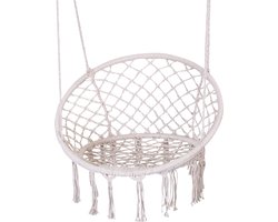 Master Grill Party - Hangstoel - Witte hangende tuinstoel met hangmat - 110 kg max - 80cm - Wit