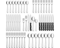 Master knives 8 Persoons Bestekset (48-delig) - Lepels, Messen, Vorken & Steakmessen - Vaatwasserbestendig - Zilver / RVS bestekset 8 persoons
