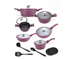 Masterpan Marmite Set 15 Delen - Granietlook, Inductie, Bordeaux