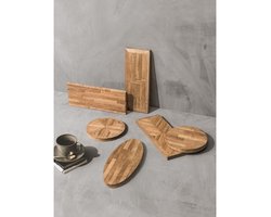 Masterpiece eettafel Einstein rond 130x130x77 cm - teakhout visgraat