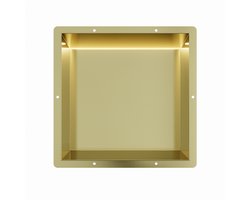 Mat goud RVS Inbouwnis 30x30x10cm met tegelflens en RGB verlichting