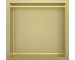 Mat goud RVS Inbouwnis 30x30x7cm met LED verlichting