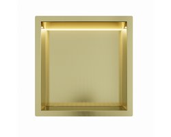 Mat goud RVS Inbouwnis 30x30x7cm met RGB verlichting - Inbouwnis badkamer en Douche