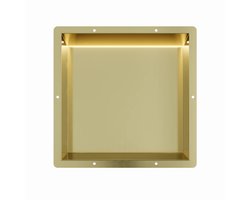 Mat goud RVS Inbouwnis 30x30x7cm met tegelflens en LED verlichting - Inbouwnis badkamer en Douche