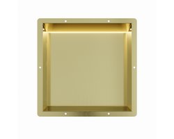 Mat goud RVS Inbouwnis 30x30x7cm met tegelflens en RGB verlichting - Inbouwnis badkamer en Douche