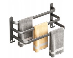 Mat Grijze Wandrek voor Handdoeken - 40cm - 3 Lagen