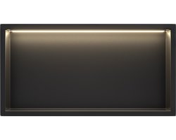 Mat Zwart RVS Inbouwnis 30x60x10cm met LED verlichting - Inbouwnis badkamer en Douche