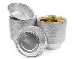 MATANA 100 Aluminium Bakjes - Rond, 320ml / 13cm - Sterk, Lekvrij & Praktisch - Koken, Bakken, Grillen, Invriezen - Taarten & Kleine Cakes