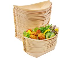 Matana – 100 Houten Amuse Schaaltjes, 22cm – 100% Biologisch Afbreekbaar Bamboe – Voor Fingerfood, Tapas & Snacks