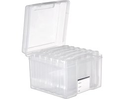 MATANA 12,7 x 17,8 cm Multifunctioneel Foto en Knutsel Organizer - Opbergdoos met 6 Compartimenten & Labels, bevat tot 600 foto's