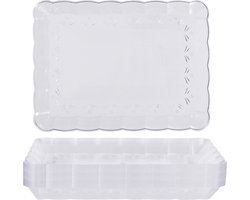 MATANA - 18 Grote Rechthoekige Dienbladen - 32 x 24 cm - Doorzichtige Plastic Dienbladen - Stevig en Herbruikbaar