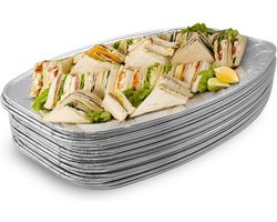 Matana – 20 Aluminium Serveerschalen, 35x23cm – Ovaal Dienblad – Voor BBQ, Catering & Feestjes