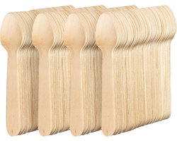 MATANA 200 Houten Lepels Bestekset - Duurzaam, Biologisch Afbreekbaar, Eco/Milieubewuste Keuze voor Barbecues & Picknicks